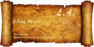 Lővy Áron névjegykártya